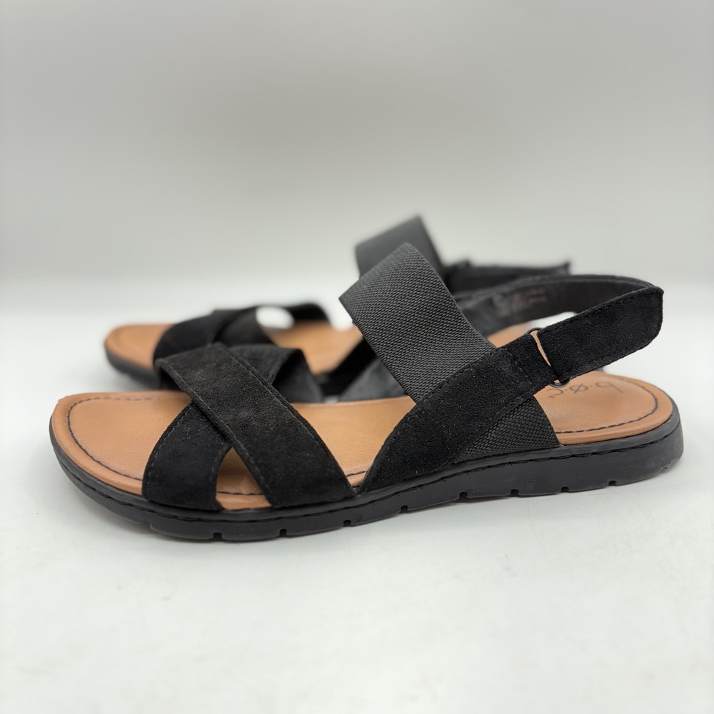 b.o.c Womens Black Elastic Strap Comfort Sandals Size 9
